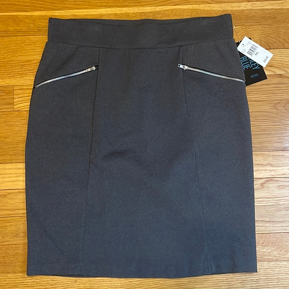 Ashley Blue NWT Womens XL Petite PXL Gray Pencil Skirt with Faux Pocket